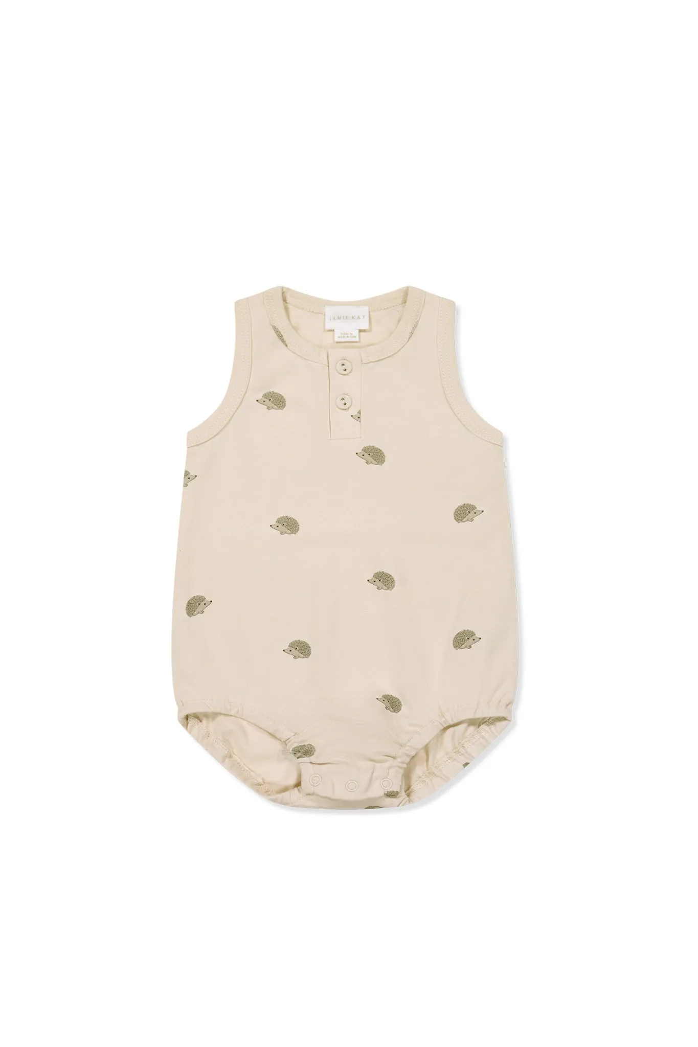 Jamie Kay Pima Cotton Noah Playsuit in Henry Hedgehog Birch 